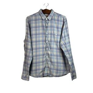 FAHERTY Mens Cotton Blue Plaid Button Down Flannel Shirt Size XXL Outdoor
